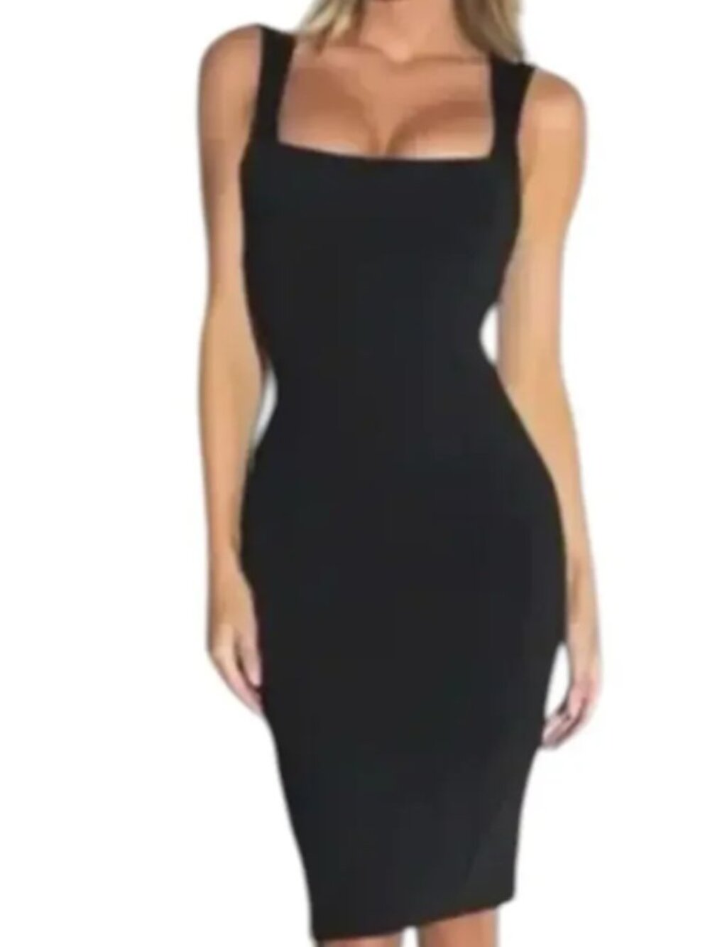 NWT TA3 Squarey Pencil Dress Size XL Short Black Shaping Midi